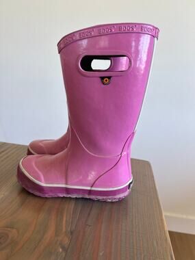 BOGS Pink Rubber Rain Boots Little Girls Size 10